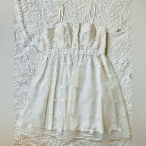 White party dress with faux pearls. Size 12.
